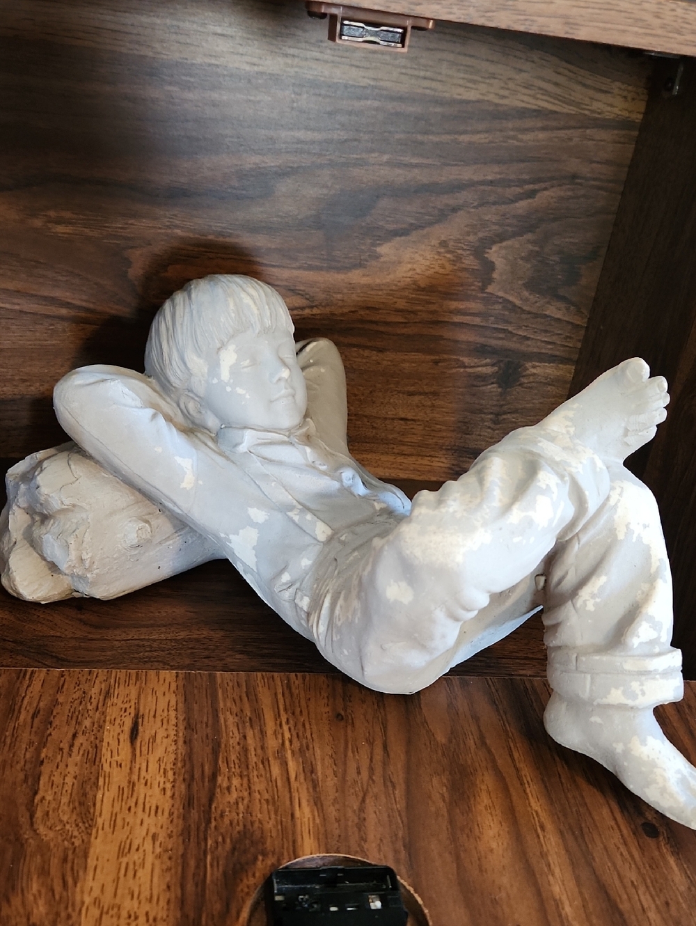 Gray Distressed Reclining Boy Garden Figurine - Picture 1 of 10